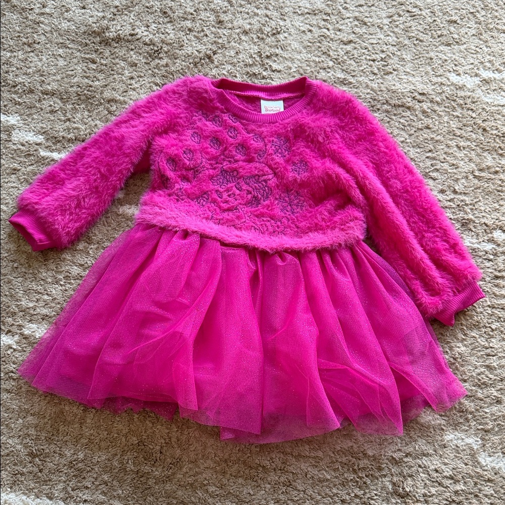 New! Toddler strawberry Shortcake, Pink Fuzzy Dress with Tulle Skirt
